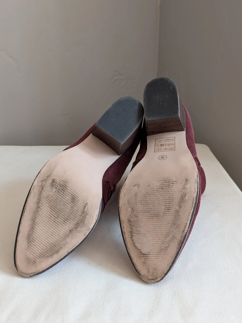Sole Society Burgundy Cow Suede Lace-Wrap Ankle Boots Size 9